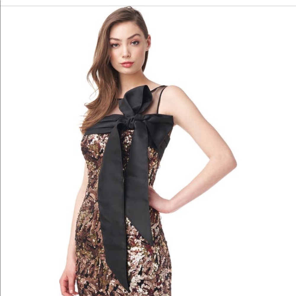 Js collection felicity bow sleeveless sequin dress